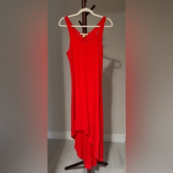 Michael Kors Dresses & Skirts - 🚫SOLD🚫Michael Kors Modal Knit Asymmetric Hem Tank Dress Tomato Red